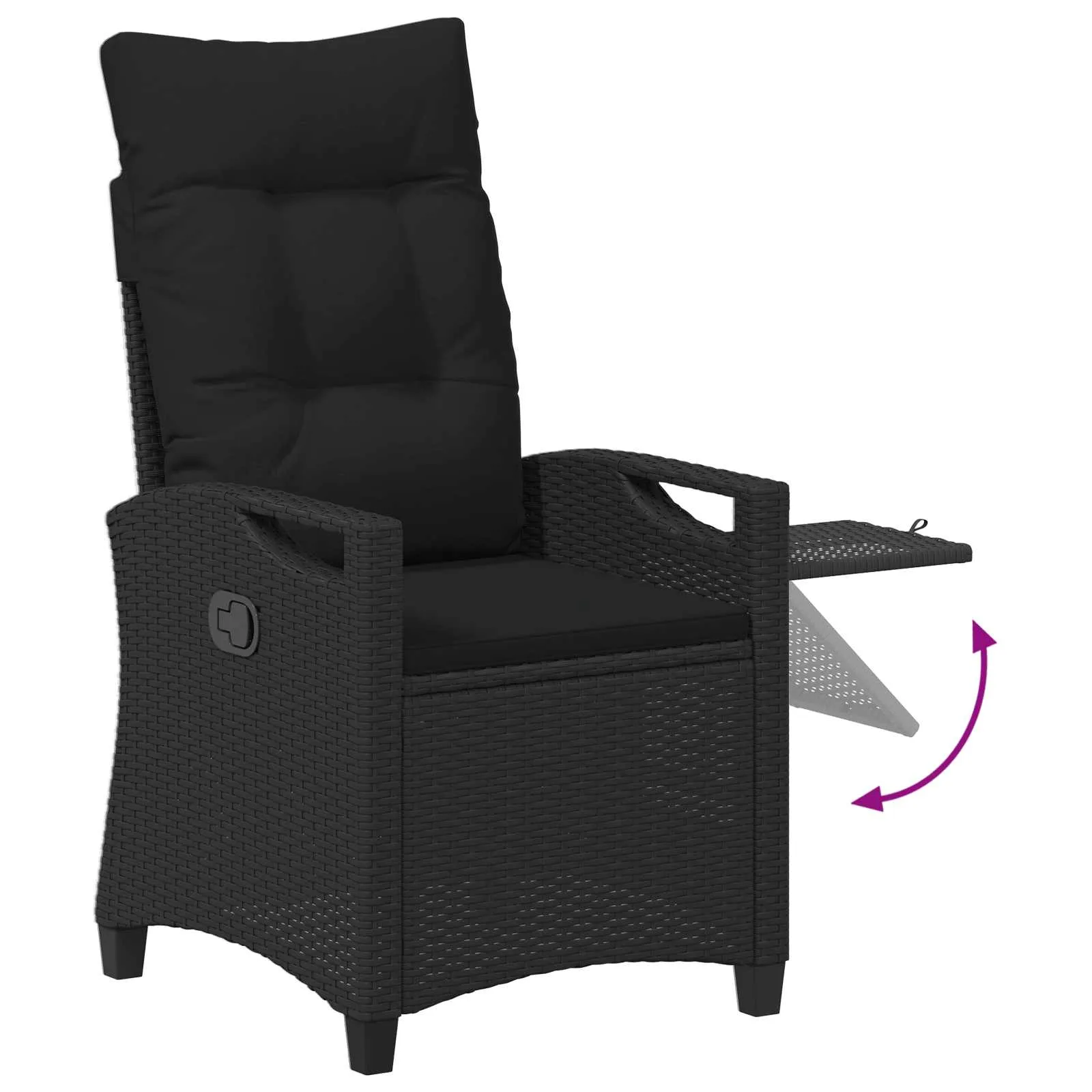 Verstellbarer Gartenstuhl mit Klapptisch 56x60x112 cm Schwarz