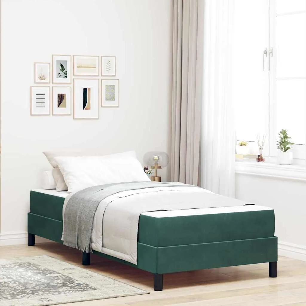 Boxspringbett mit Matratze, Stoff, 203 x 80 x 45 cm, Dunkelgrün