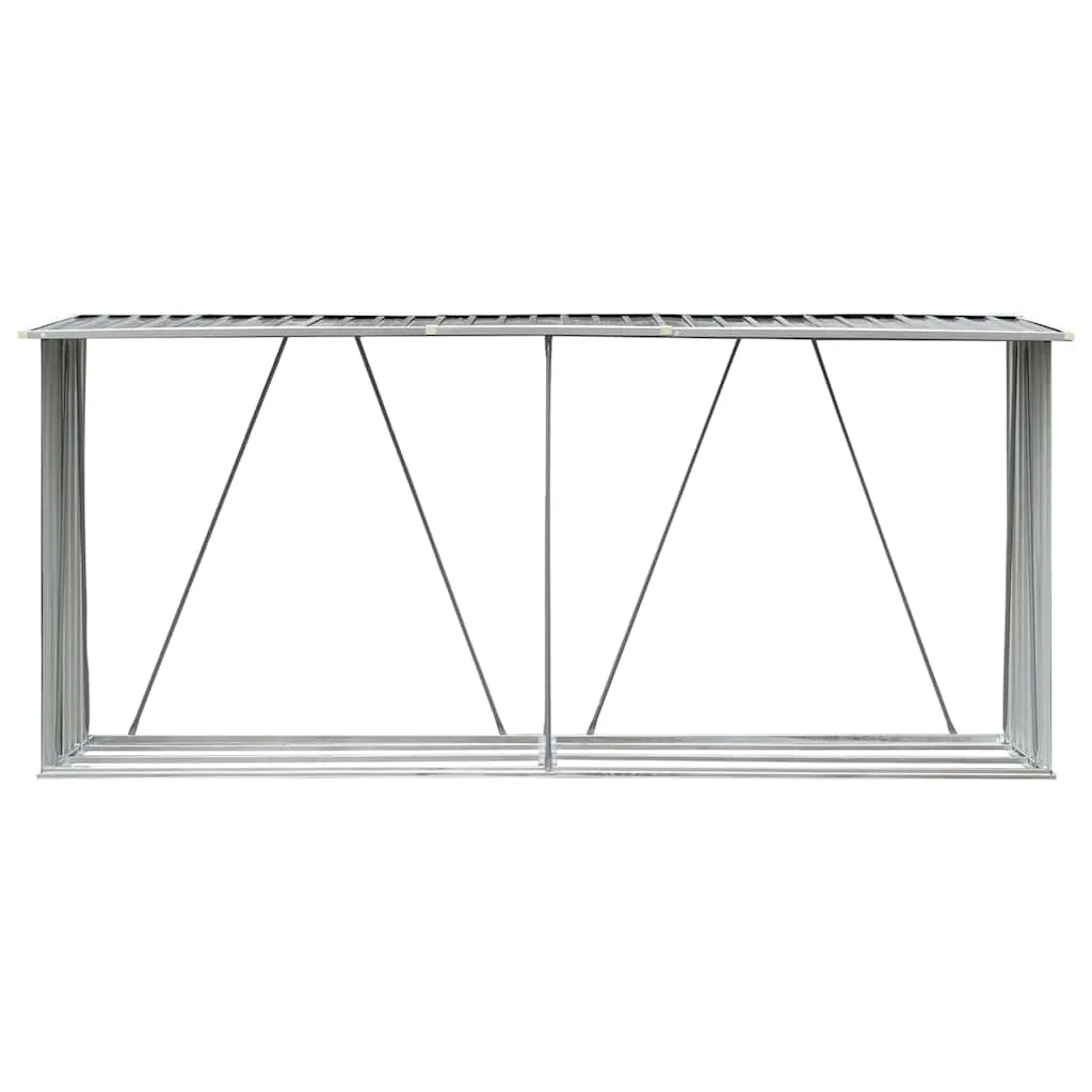 Brennholzschuppen aus verzinktem Stahl 330 x 84 x 144/152 cm Grau