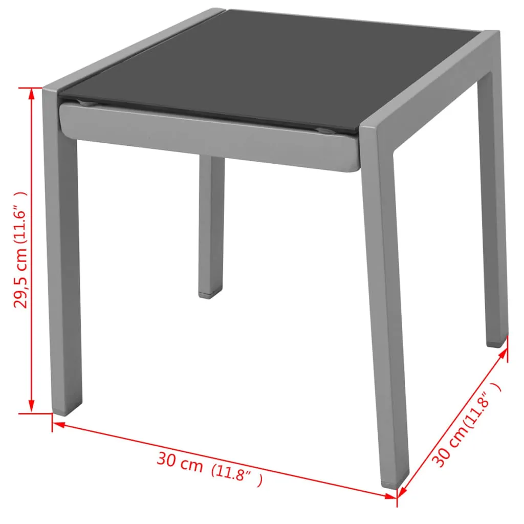 Aluminium Gartenliegen-Set 156x60x89 cm Schwarz/Silbergrau mit Tisch