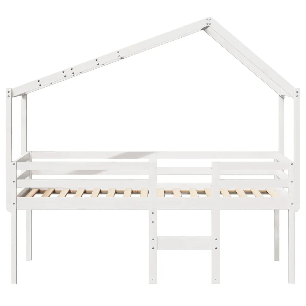 Hochbett Weiß aus Massivholz 205,5 x 95,5 x 89 cm