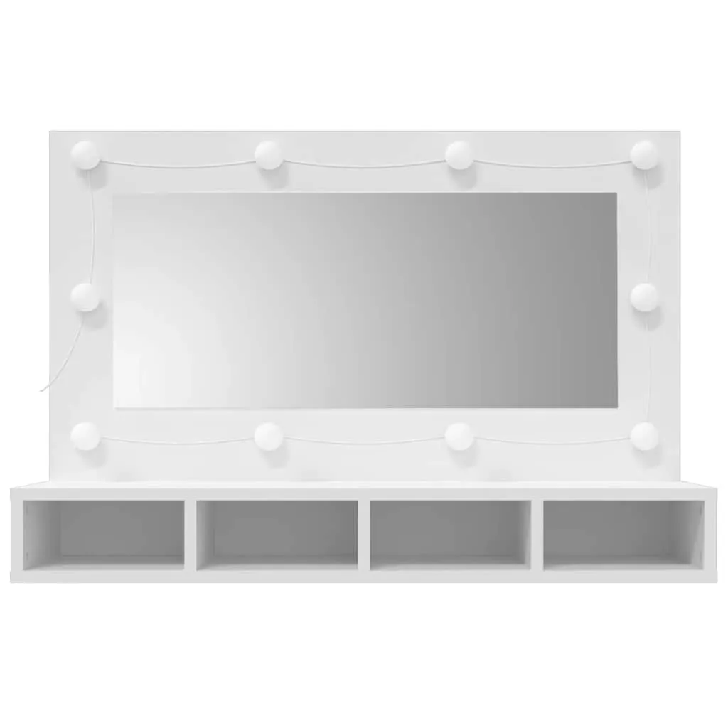 Spiegelschrank mit LED Weiß 90x31,5x62 cm