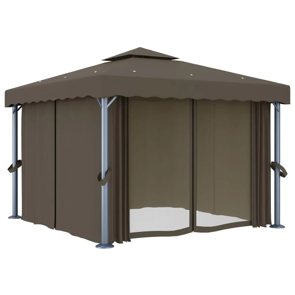 Pavillon 3x3 m Taupe mit Aluminiumgestell und Doppeldach