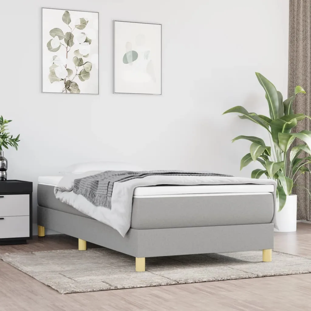 Boxspring-Bettrahmen Hellgrau 203x100x25 cm Stoff und Massivholz