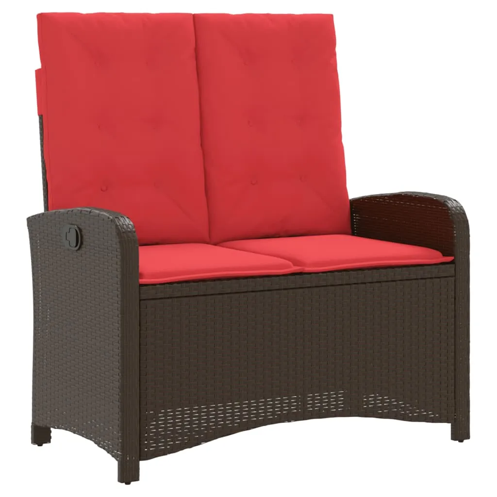 Garten-Relaxbank 105x59x93 cm Braun aus PE-Rattan und Stahl