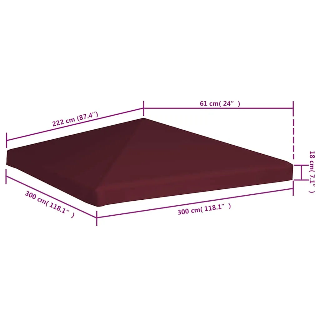 Pavillonabdeckung 3 x 3 m Bordeauxrot wasserdicht Polyester