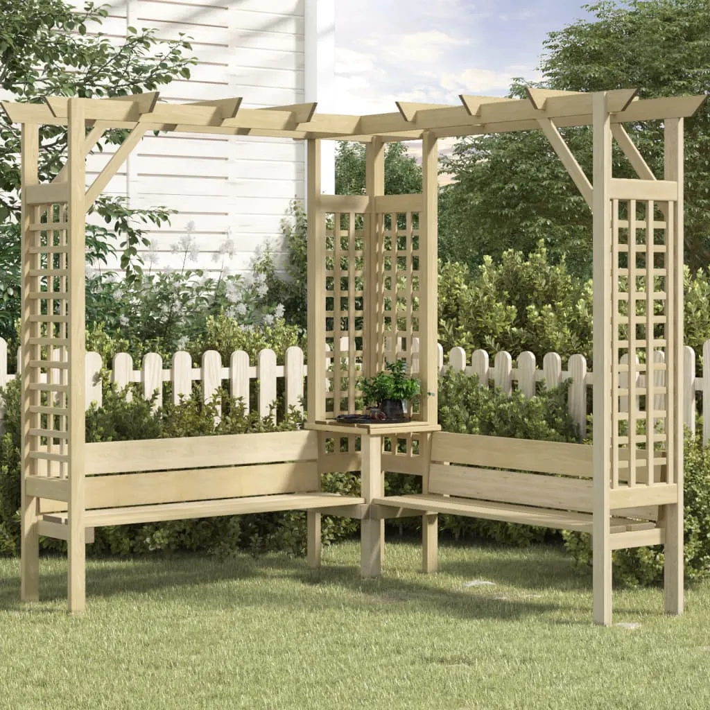 Eck-Pergola aus grün imprägniertem Massivholz 190x190x200 cm, Grün