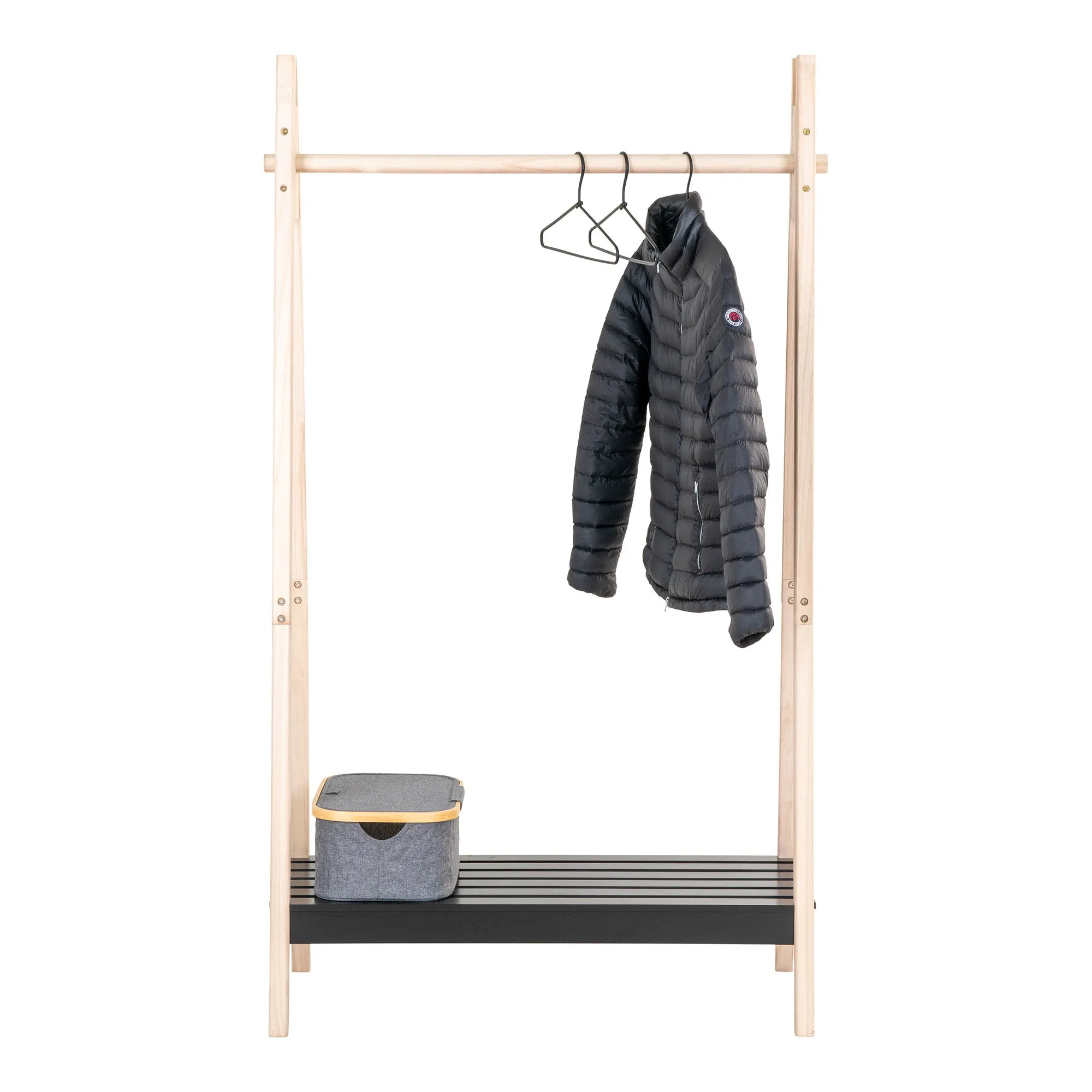 tinkaro Kleiderständer Torino MDF, Paulownia Natur / Schwarz