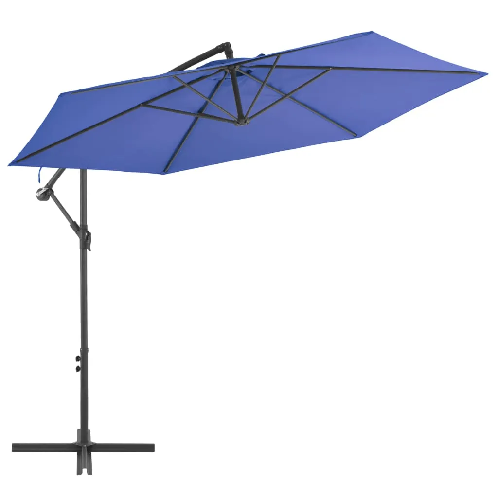 Eleganter blauer Sonnenschirm 300x244 cm mit stabilem Metallgestell