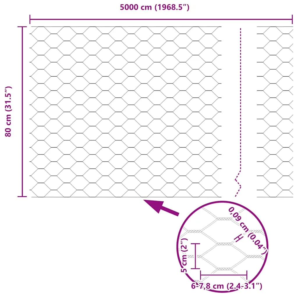 Hexagonzaun Grün 50 x 0,8 m – Moderner Gartenzaun