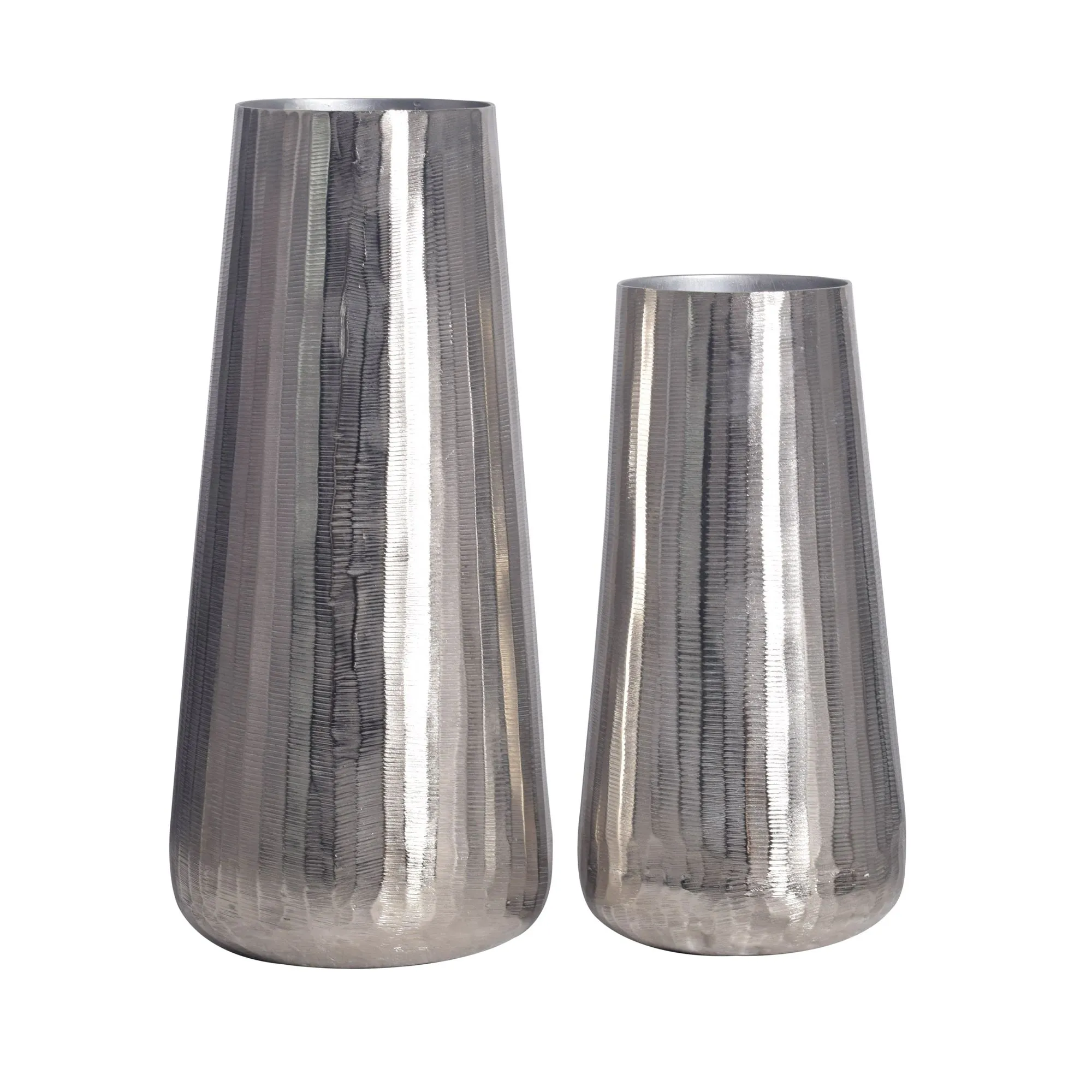 Deko Vase 2er Set Aluminium Silber Rund Blumenvase Modern