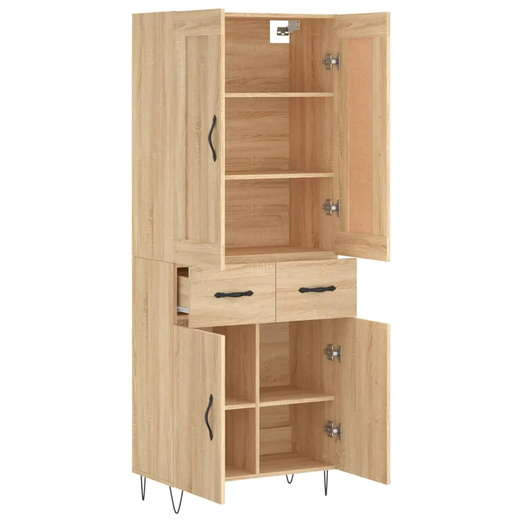 Highboard Sonoma-Eiche 69,5 x 34 x 180 cm aus Holzwerkstoff und Metall