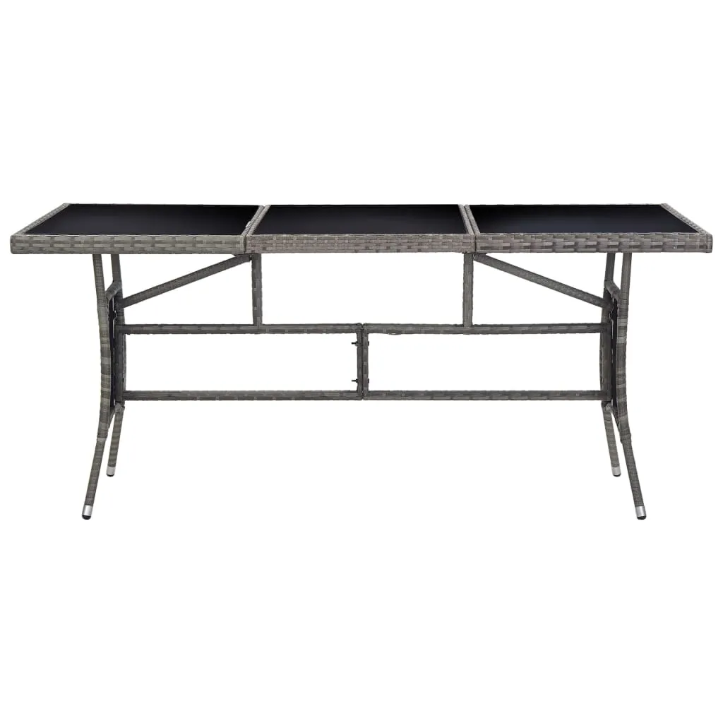 Gartentisch mit Glasplatte 170 x 80 x 74 cm Grau