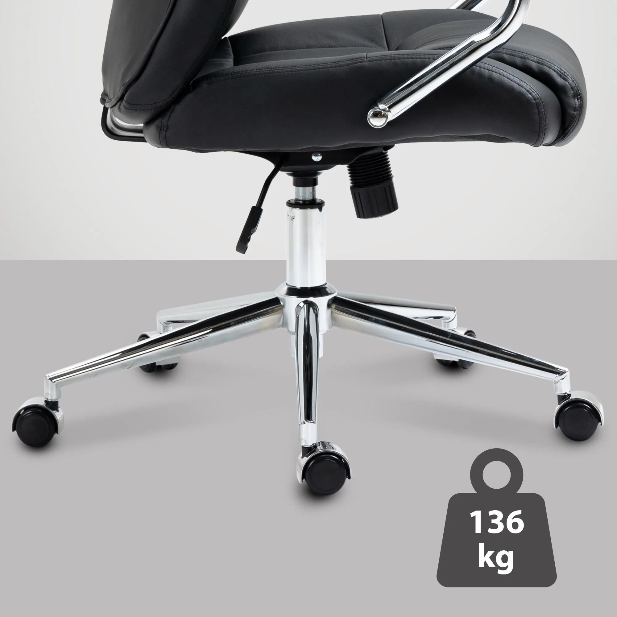Bürostuhl Salford Echtleder 120-130x64x79 cm schwarz