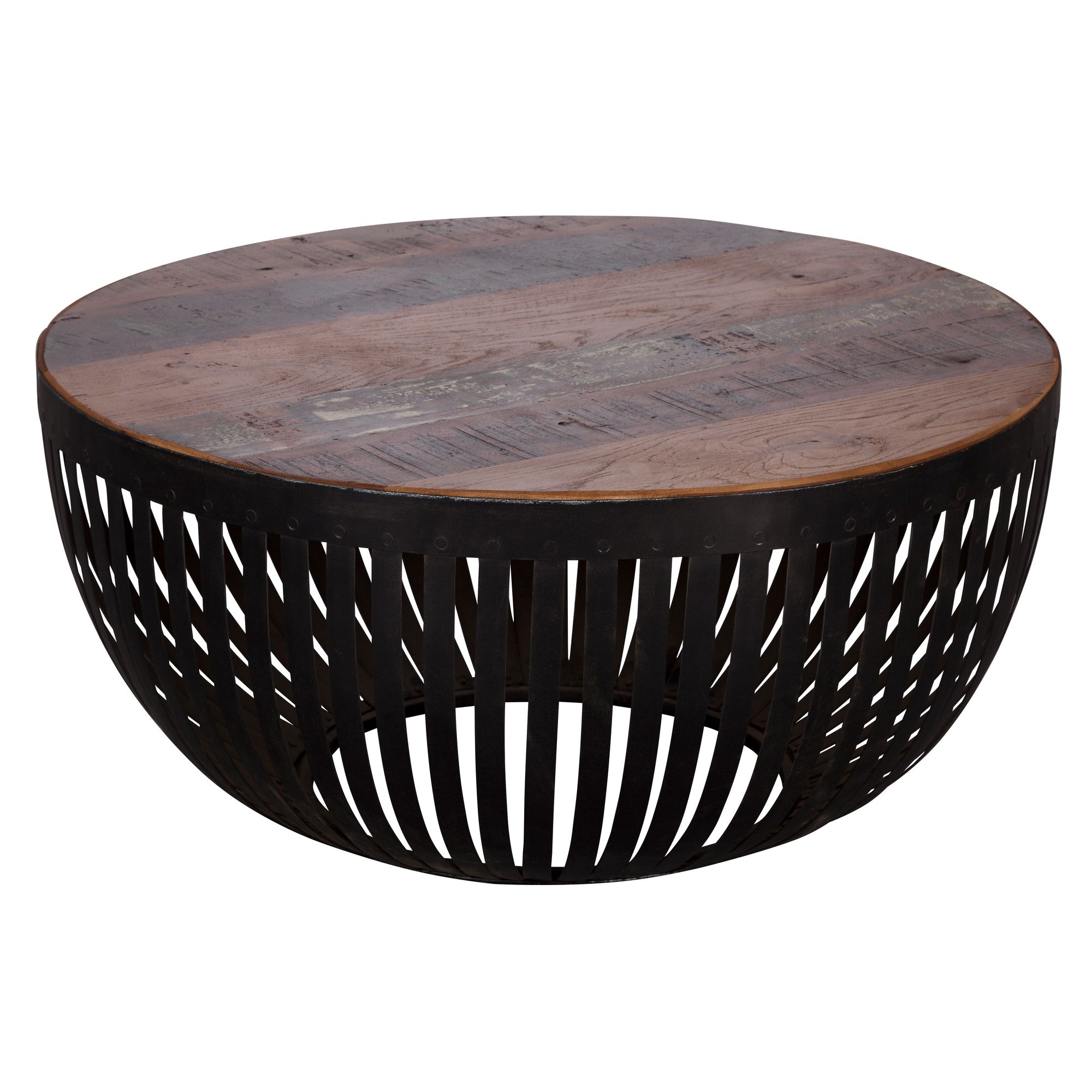 WOHNLING Couchtisch NISHA 70x33x70 cm Holz / Metall Wohnzimmertisch Industrial