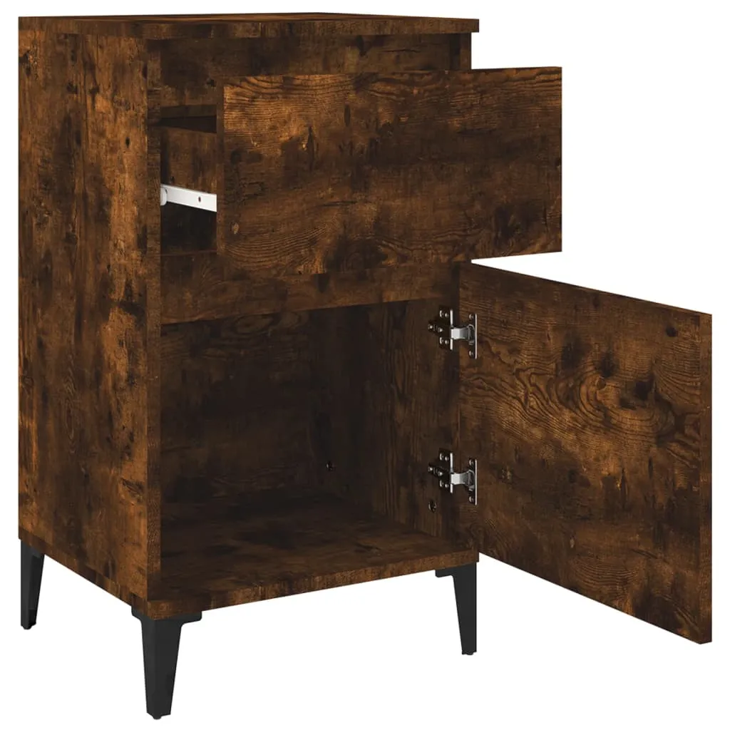 Nachttisch Räuchereiche 40 x 35 x 70 cm aus Holzwerkstoff und Metall