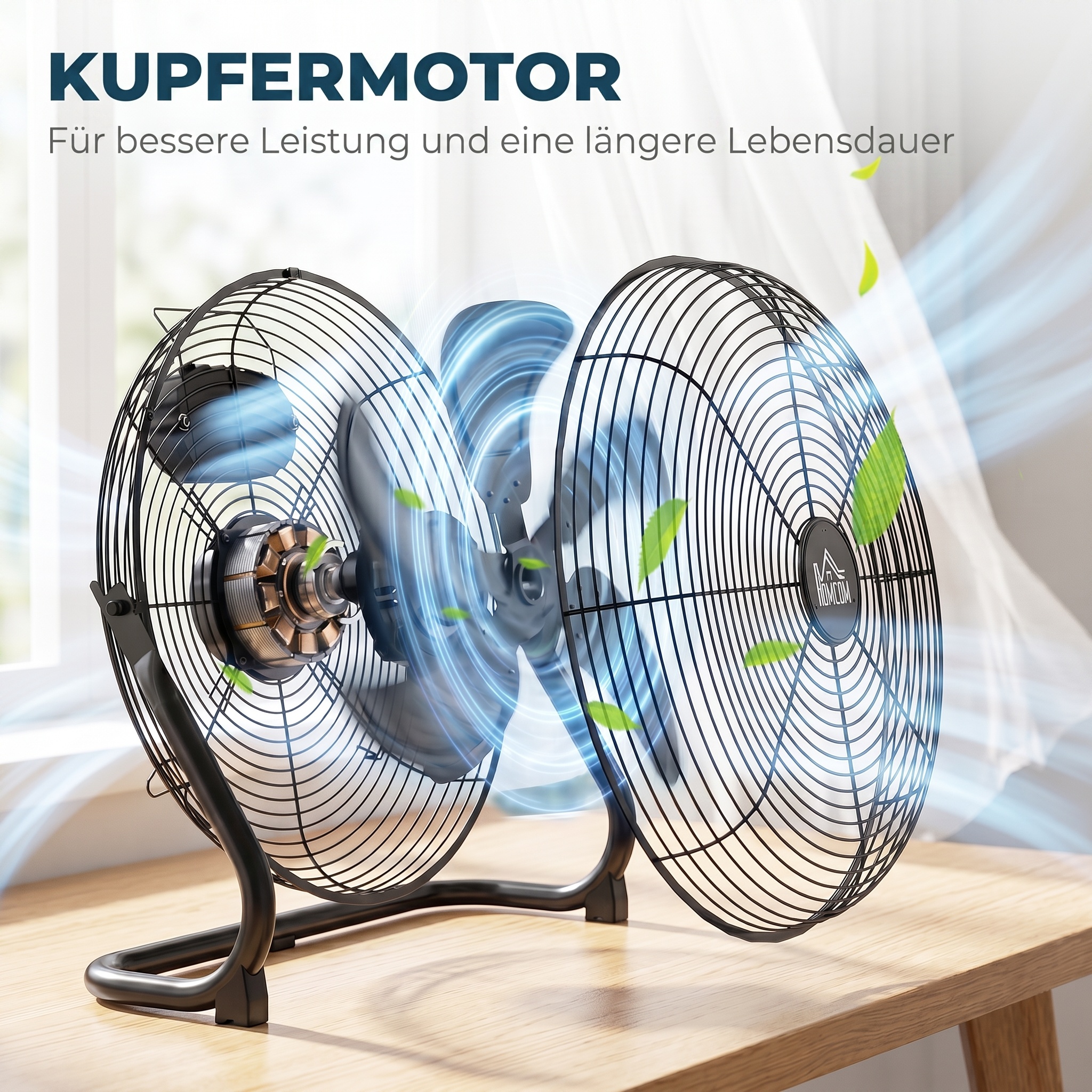 Elektrischer Tischventilator 39x18x39 cm in Schwarz