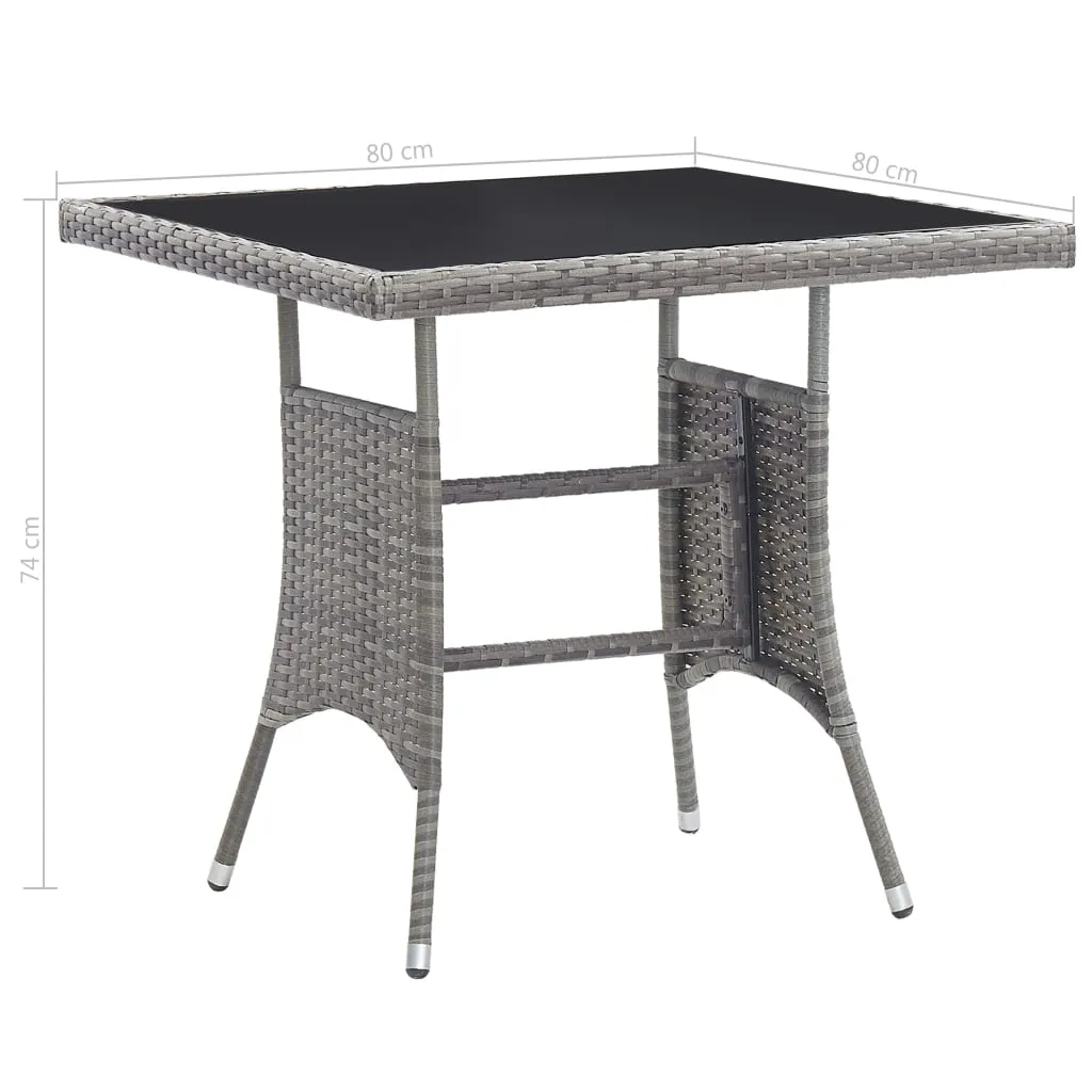 Gartentisch mit Glasplatte 80x80x74 cm Grau