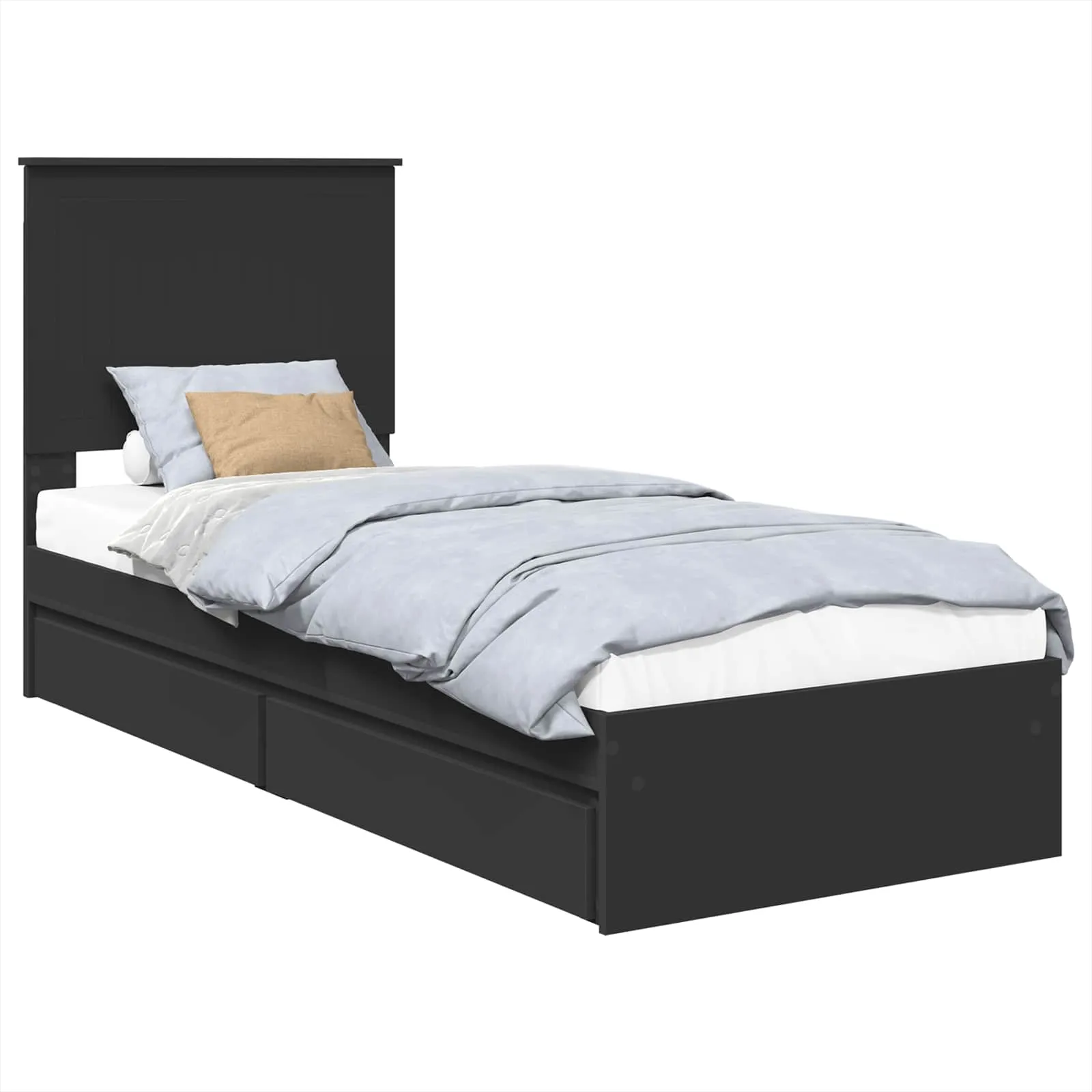 Aufbewahrungsbett 75 x 190 cm Schwarz