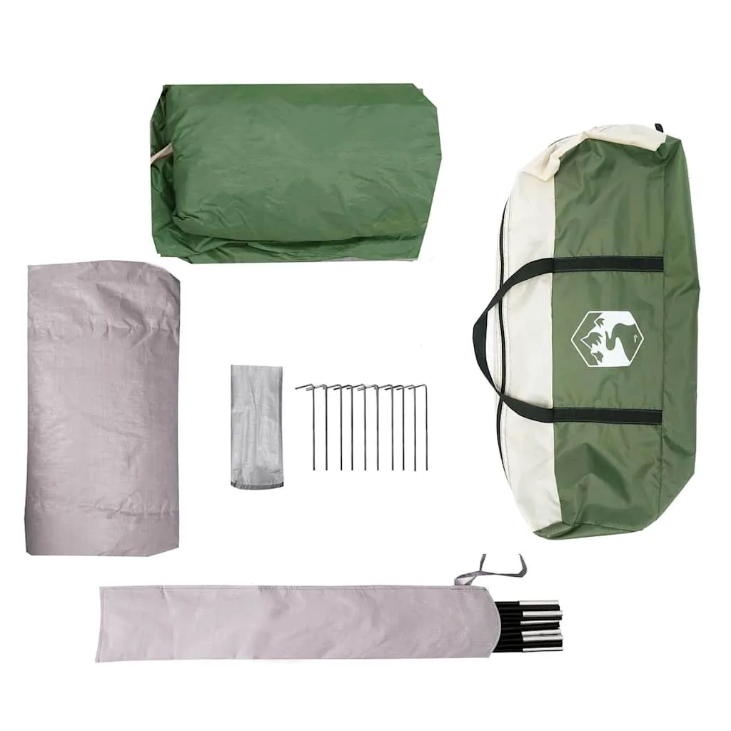 Familienzelt Grün 317x317x225 cm – Wasserdichtes Campingzelt mit E-Anschluss