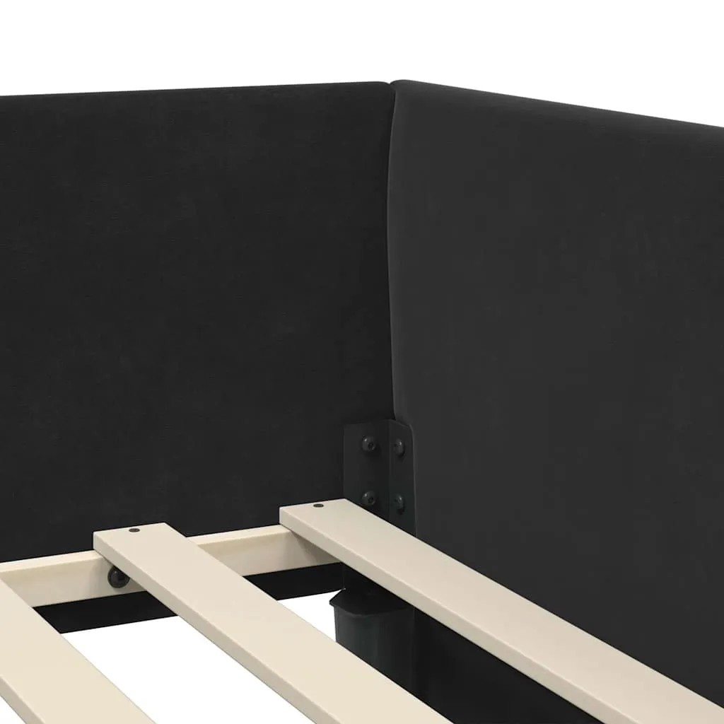 Eckbettgestell mit Matratze 204 x 94 x 57 cm Schwarz