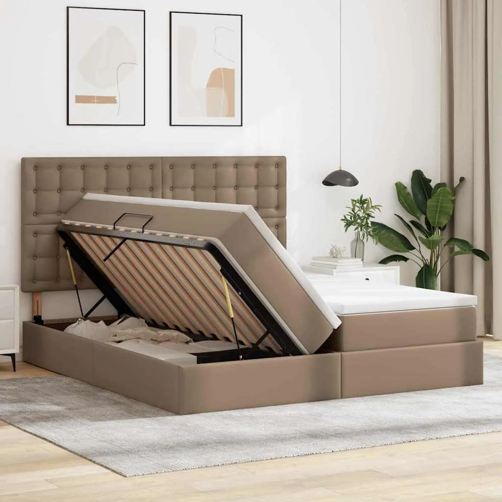 Stauraum-Bett mit Matratze 180 x 200 cm Cappuccino