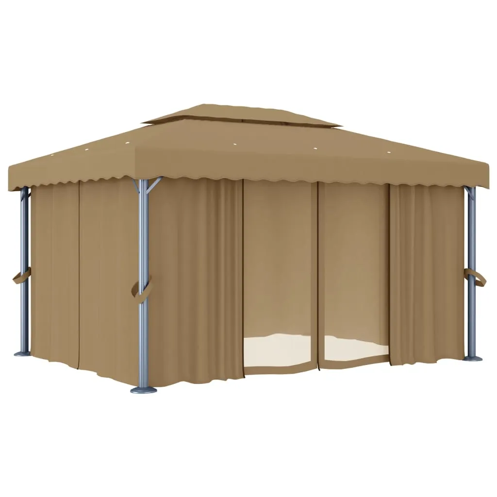 Eleganter Pavillon 4 x 3 m in Taupe mit Doppeldachdesign
