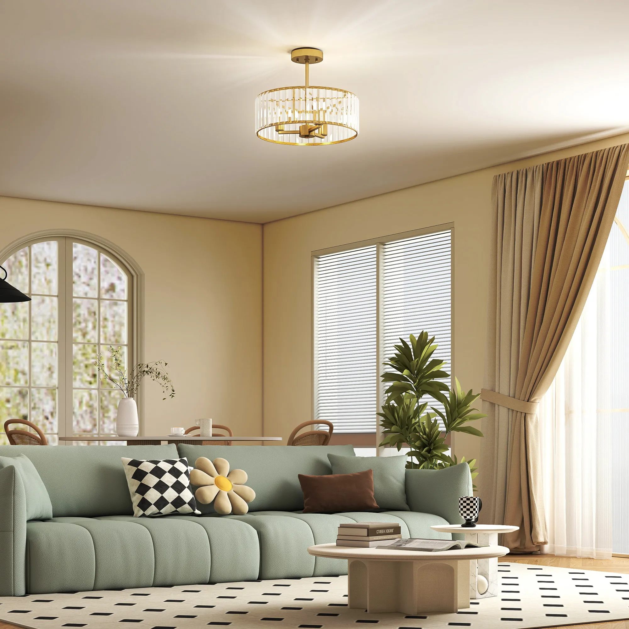 Kronleuchter-Deckenlicht Ø39 x 32H cm in Goldton
