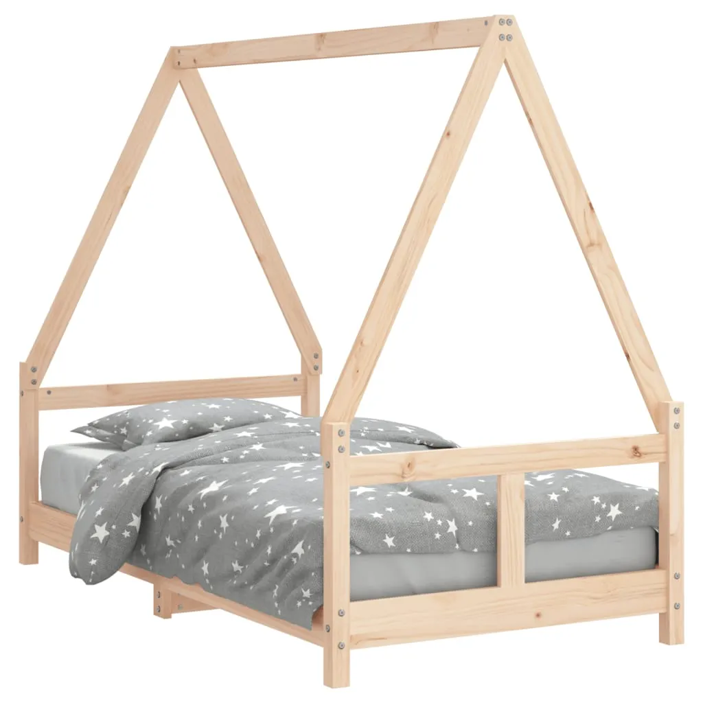 Kinderbett Hausform aus massivem Kiefernholz 165,5x85,5x133 cm natur