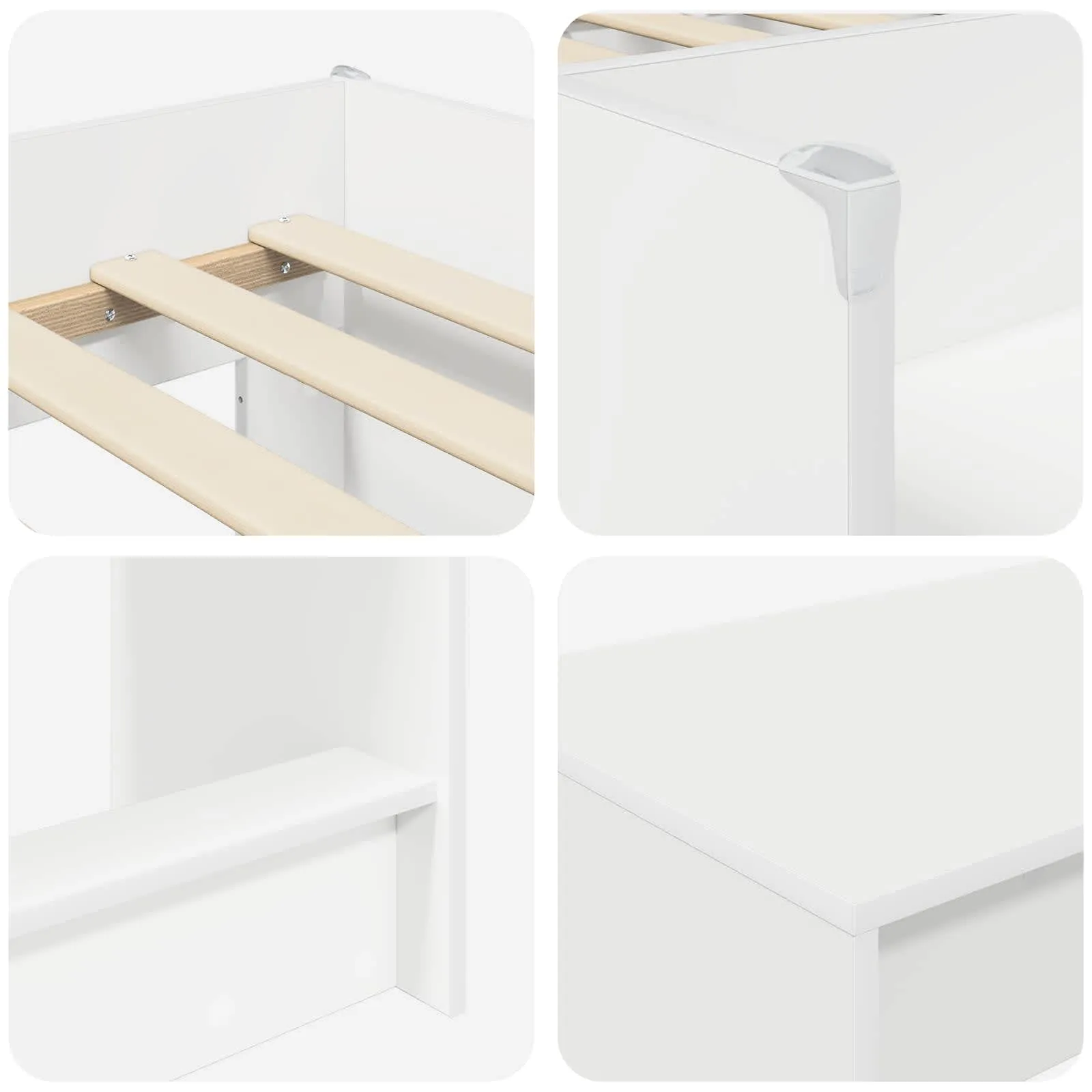 Kinder Hochbett mit Schreibtisch 203x101x68,5 cm Weiß