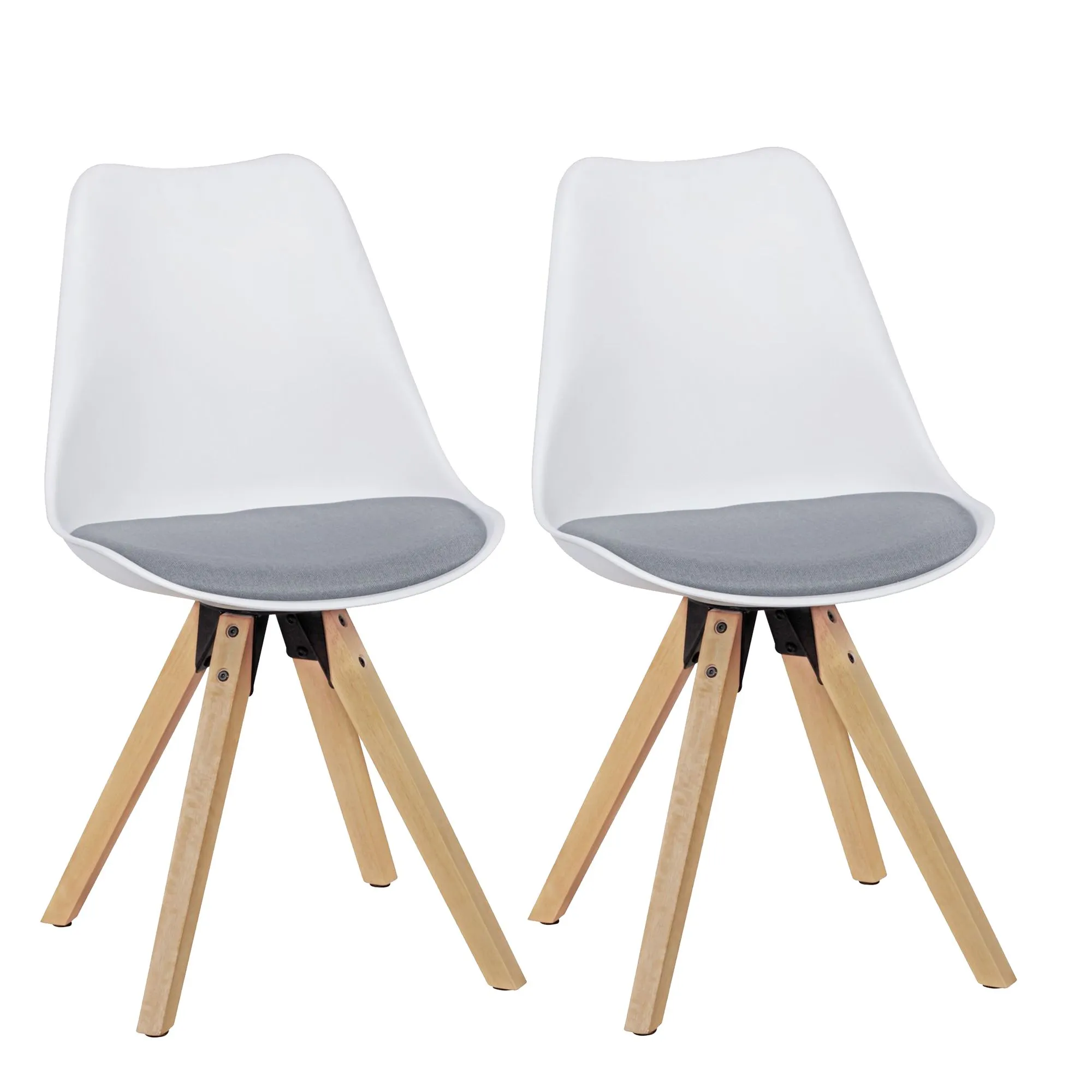 tinkaro 2er-Set Retro Polstersessel GALLO Hevea Massivholz/Kunstleder Esszimmerstühle Weiß/Grau tinkaro 2er-Set Retro Polstersessel GALLO Hevea Massivholz/Kunstleder Esszimmerstühle Weiß/Grau