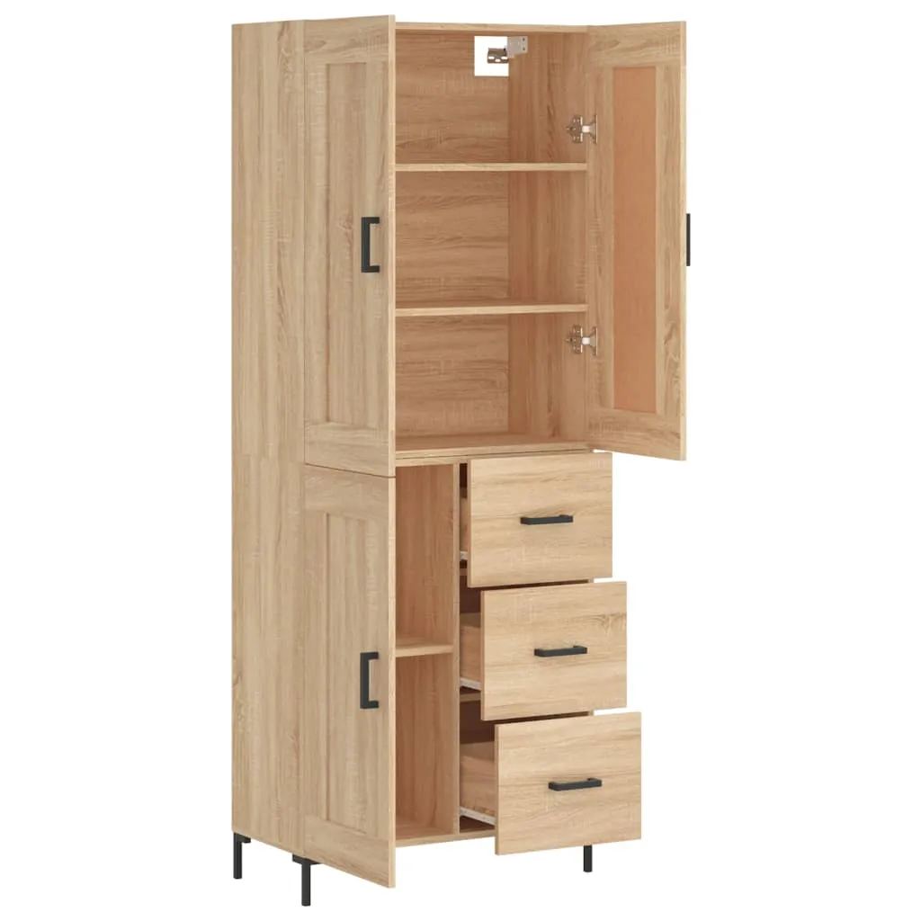 Highboard Sonoma-Eiche 69,5 x 34 x 180 cm aus Holzwerkstoff und Metall