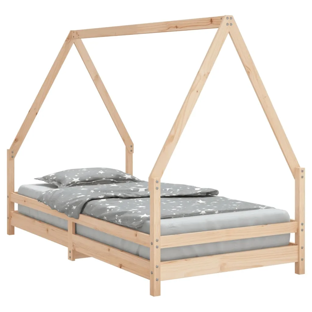Kinderbett aus massivem Kiefernholz 195,5x95,5x139,5 cm naturfarben