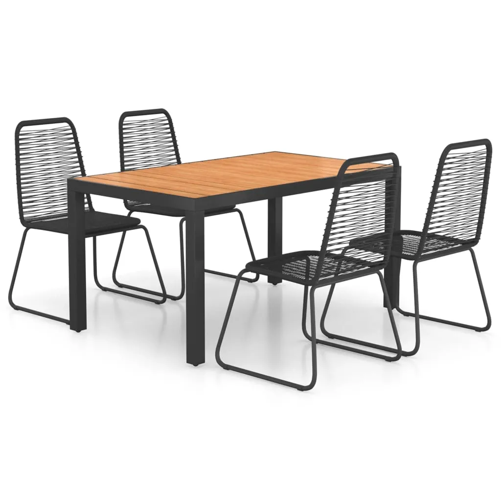 Garten-Essgruppe Tisch 150x90x74 cm Schwarz/Braun, Stühle 54x59x91 cm Schwarz