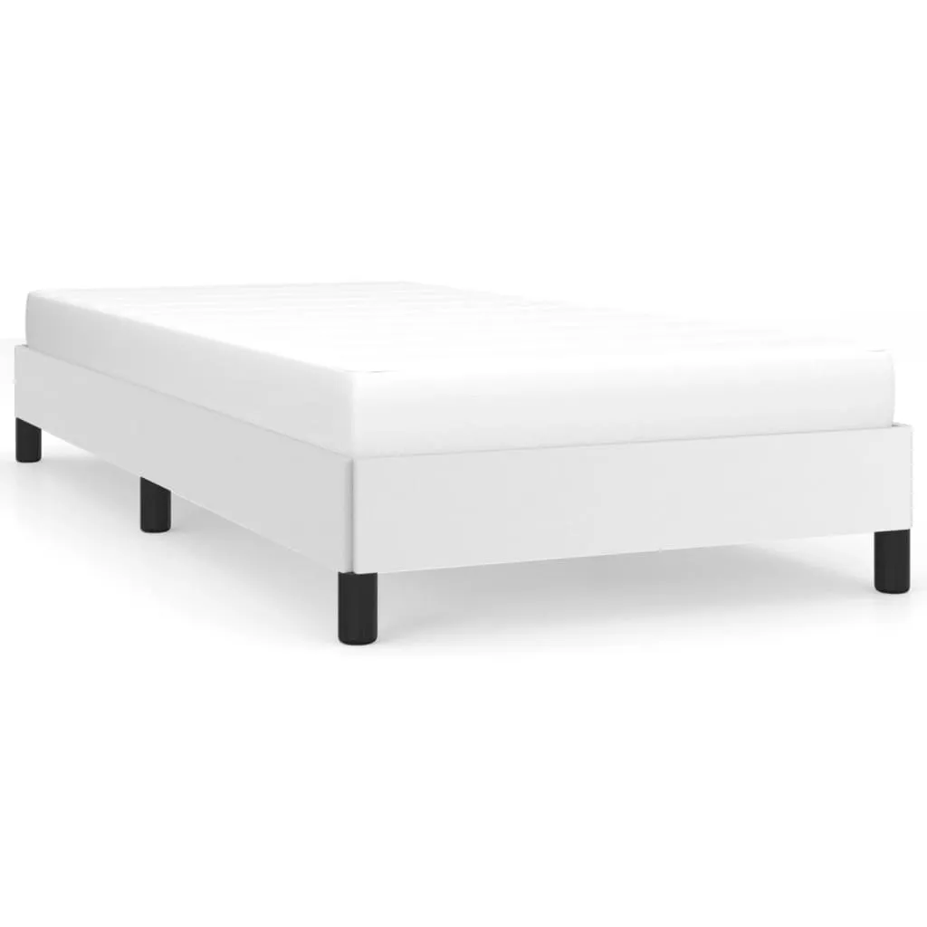Weißes Kunstlederbett 203 x 83 x 25 cm mit Sperrholzlatten