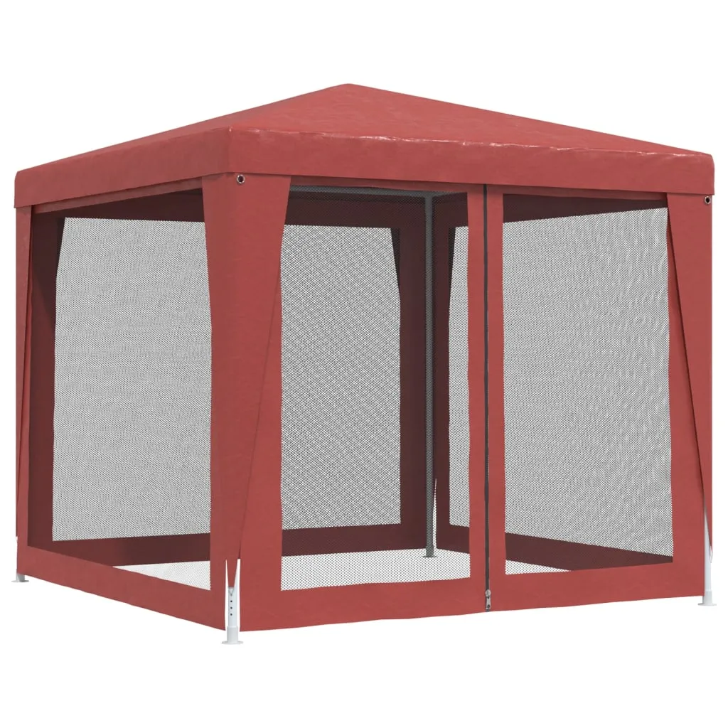 Partyzelt 250x250x245 cm Rot mit wasserfestem HDPE-Dach und Mesh-Seitenwänden