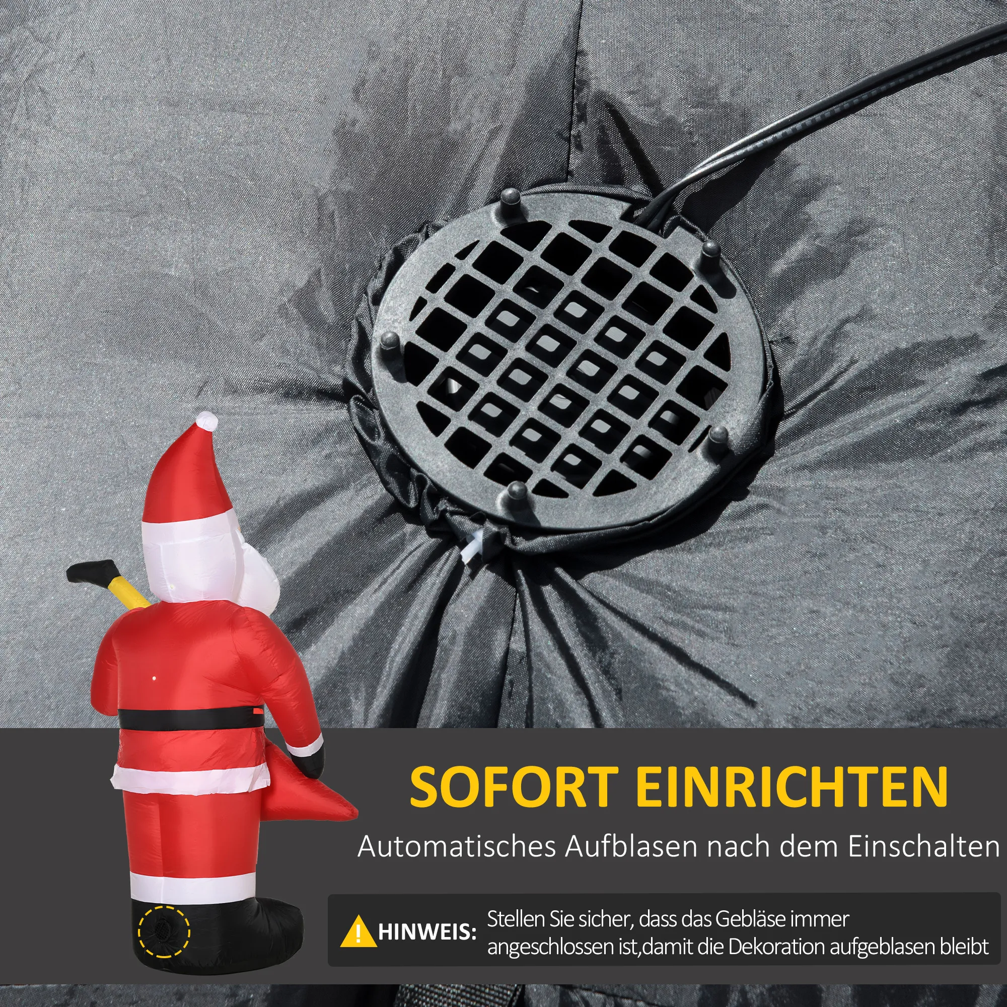 Weihnachtsdeko Aufblasbarer Weihnachtsmann Outdoor-Weihnachtsdekoration, inkl. Gebläse, 140 m, Rot + Weiß