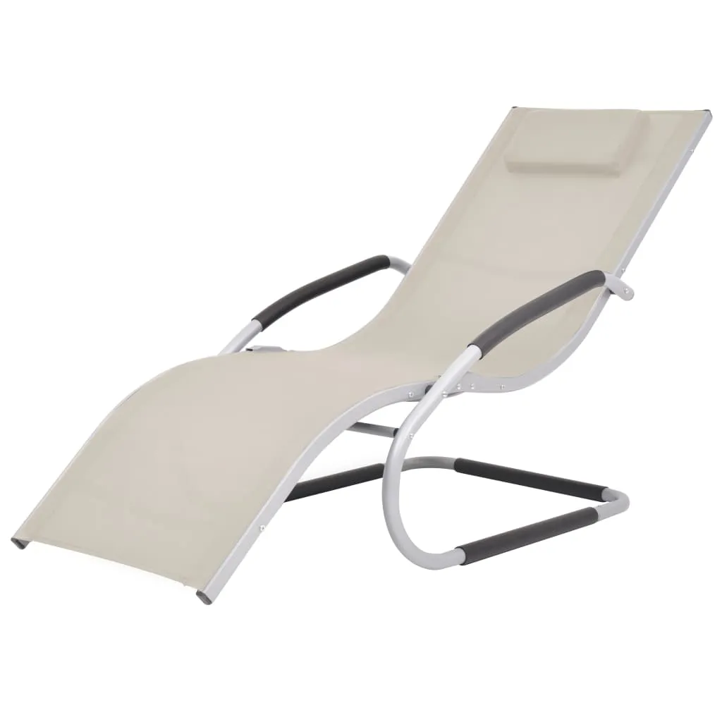 Ergonomische Sonnenliege 62x152x88 cm Creme und Grau