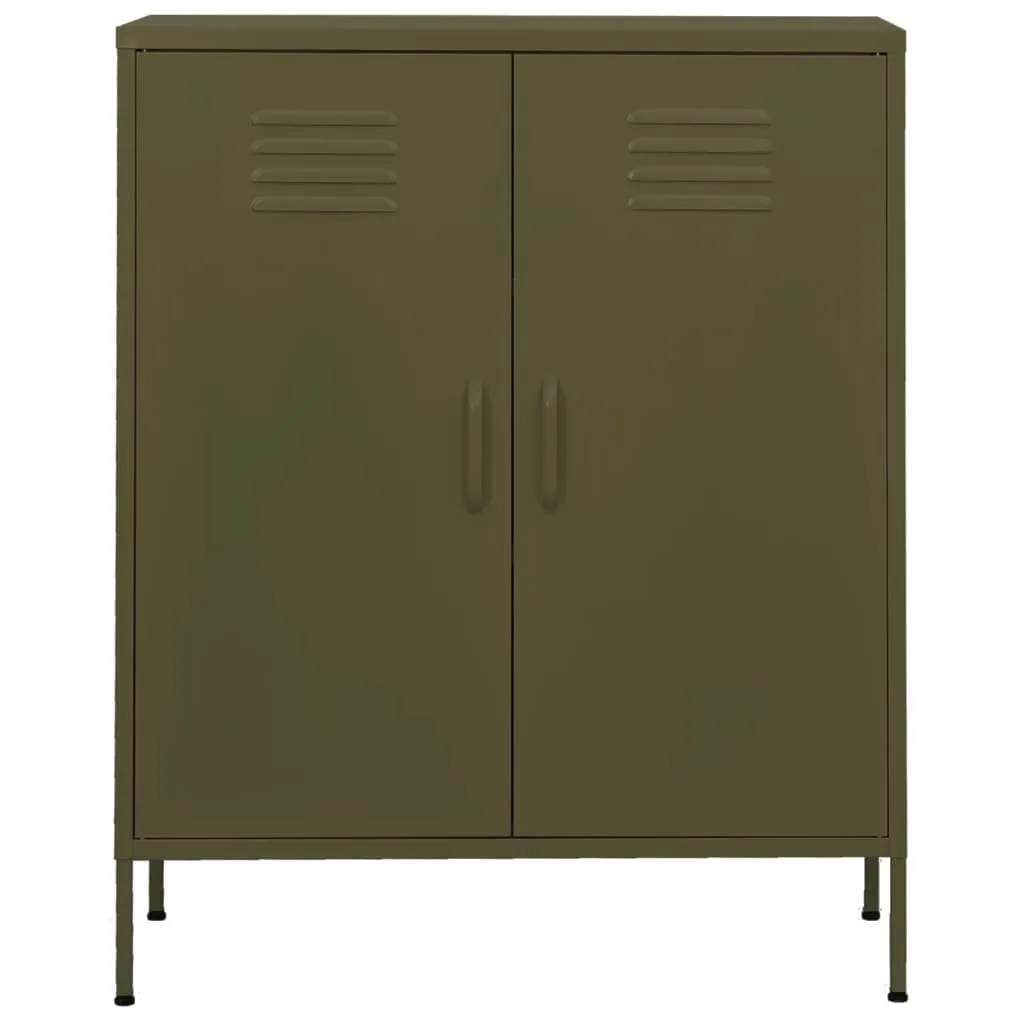 Olivgrüner Lagerschrank aus Stahl 80 x 35 x 101,5 cm