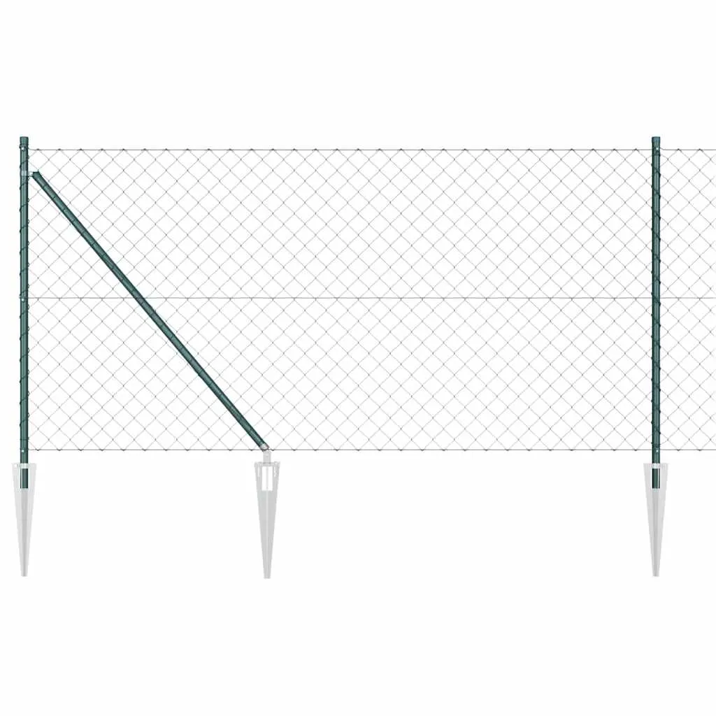 Zaunpfosten-Set Grün 1000 x 3,2 x 100 cm aus Stahl und PVC