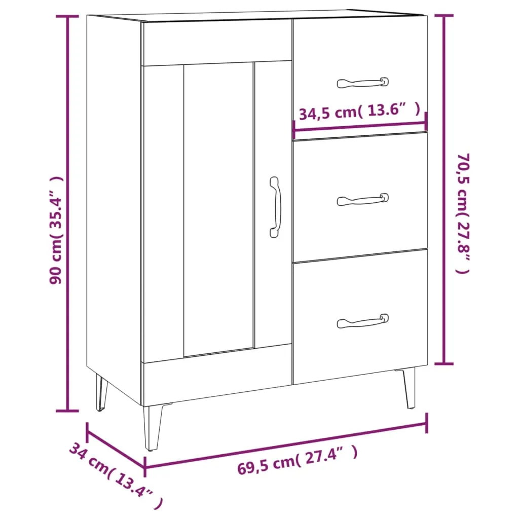 Praktisches Sideboard in Weiß 69,5 x 34 x 90 cm