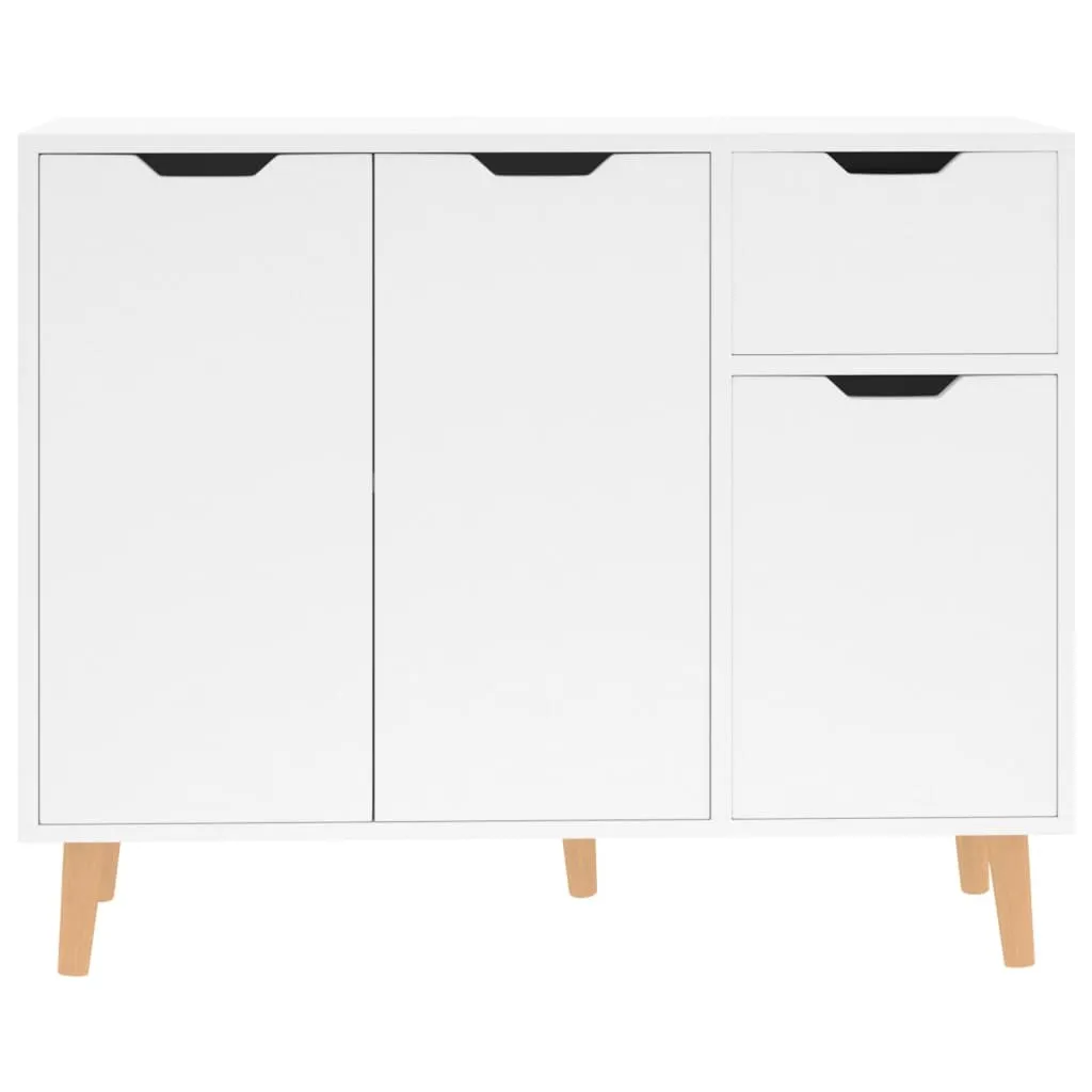 tinkaro Sideboard ELBUNA Holz Aufbewahrungsschrank Hochglanz-Weiß