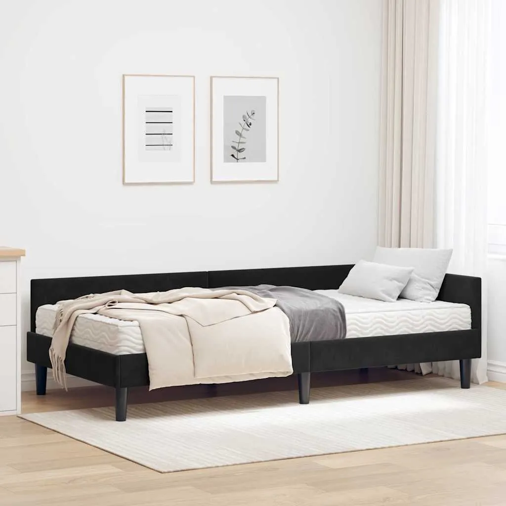 Eckbettgestell mit Matratze 204 x 94 x 57 cm Schwarz