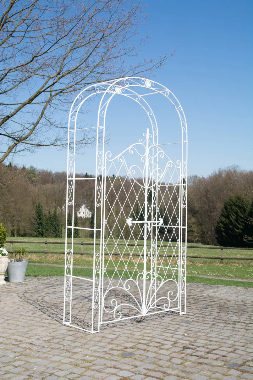 Rosenbogen Melissa mit Tor 220x120x40 cm weiß