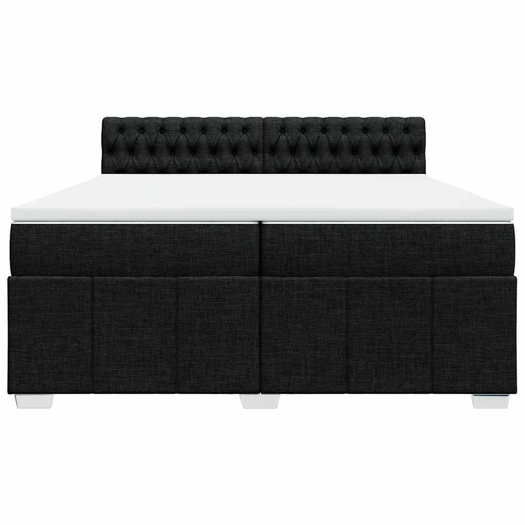 Boxspringbett 200x200 cm mit LED-Lichtern und Topper, Schwarz