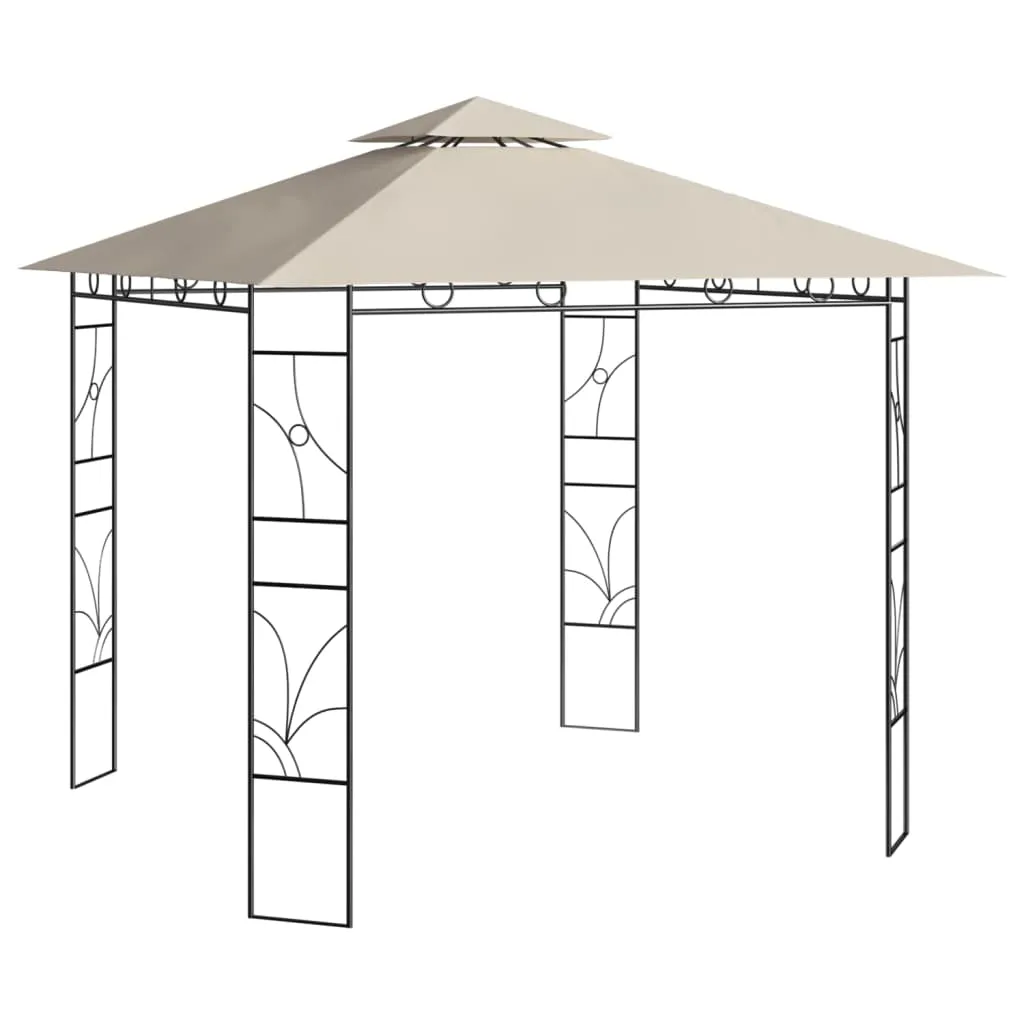 Outdoor Pavillon 300x300x270 cm Creme mit Stahlgestell und PA-beschichtetem Stoff