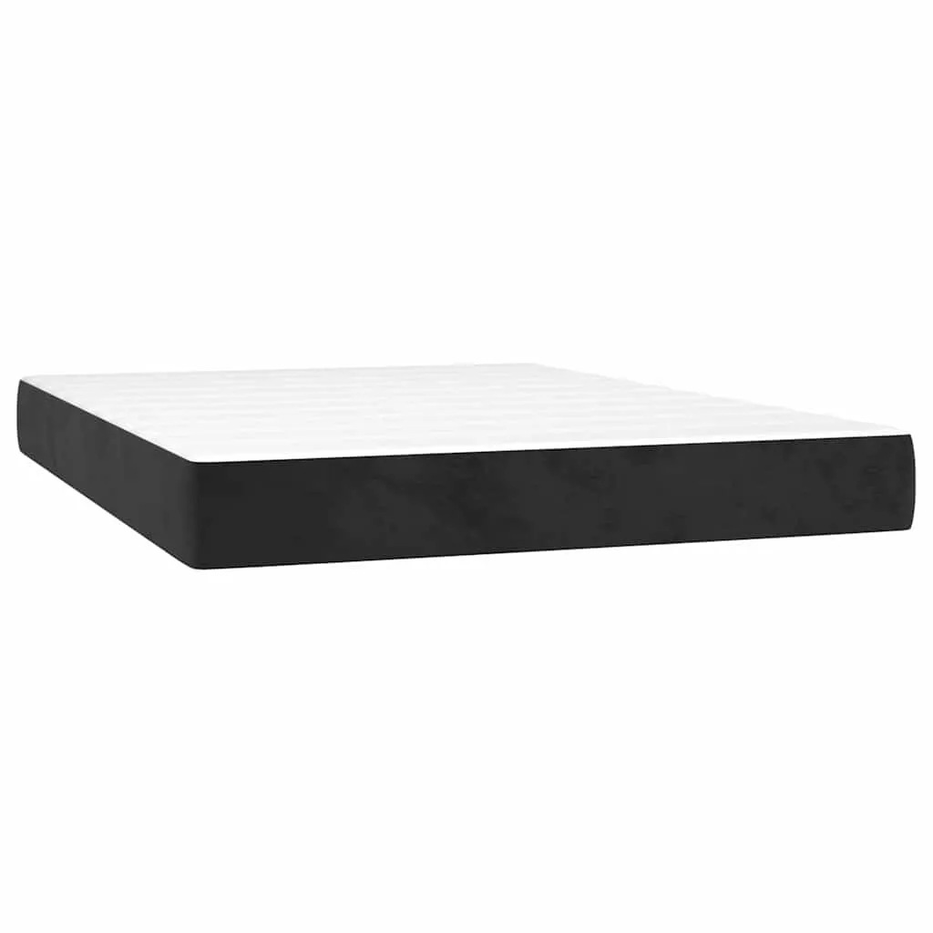 Boxspringbett aus Samt mit Taschenfederkernmatratze, 140x200 cm, Schwarz
