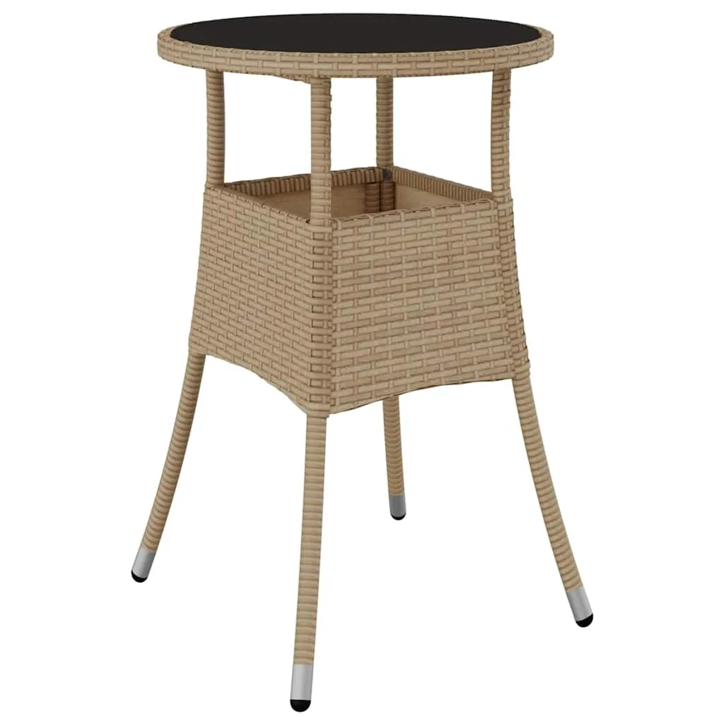 Garten-Esszimmer-Set Poly-Rattan Beige mit 1 Tisch, 2 Stühlen, 2 Kissen