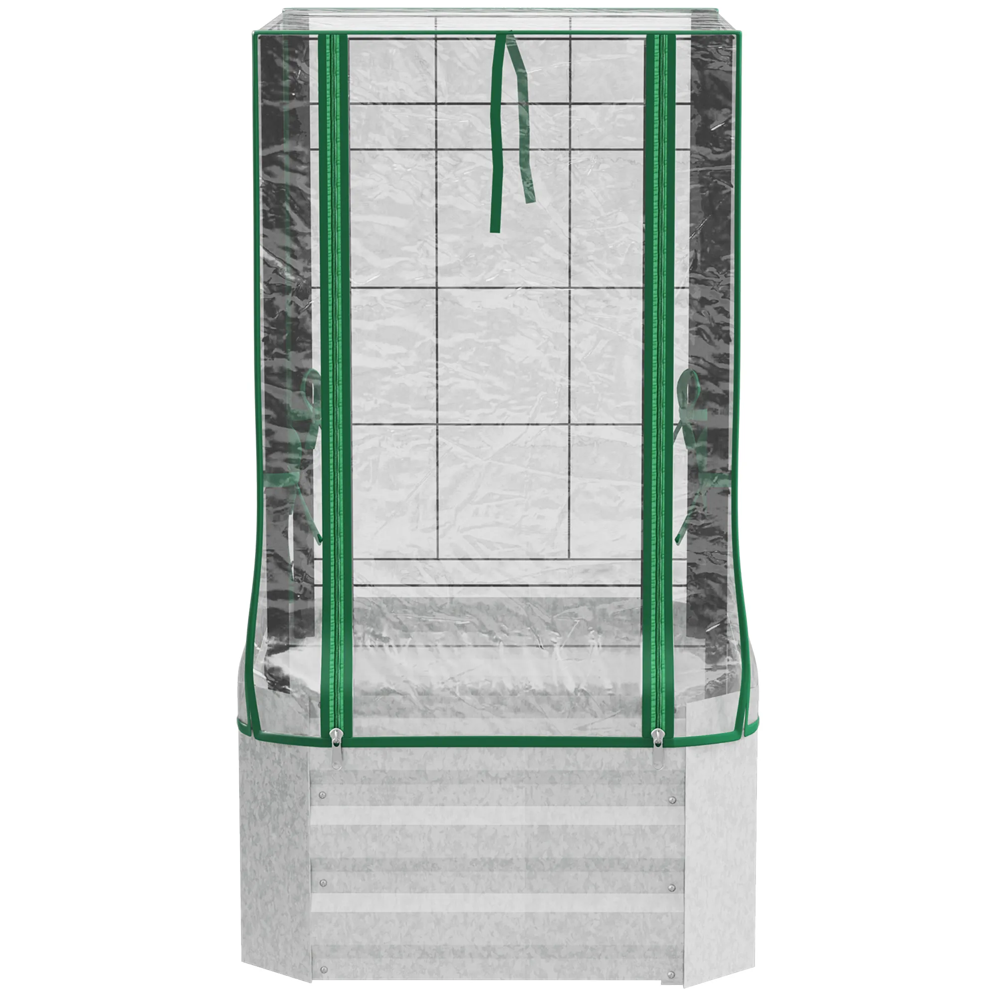 Pflanzkasten-Set 53L x 53B x 90H cm in Silber und Grün