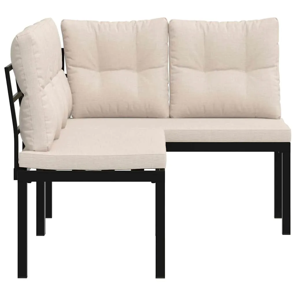 Gartenbank Set Schwarz 118x63x78 cm & 110x63x78 cm mit Kissen